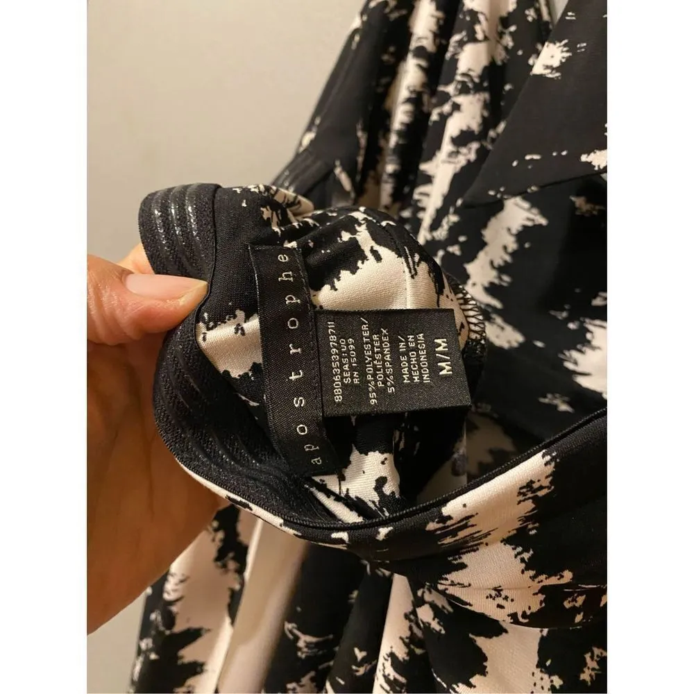 Apostrophe Black And White Halter Neck Tie Neck Backless Dress Size Medium - Image 5