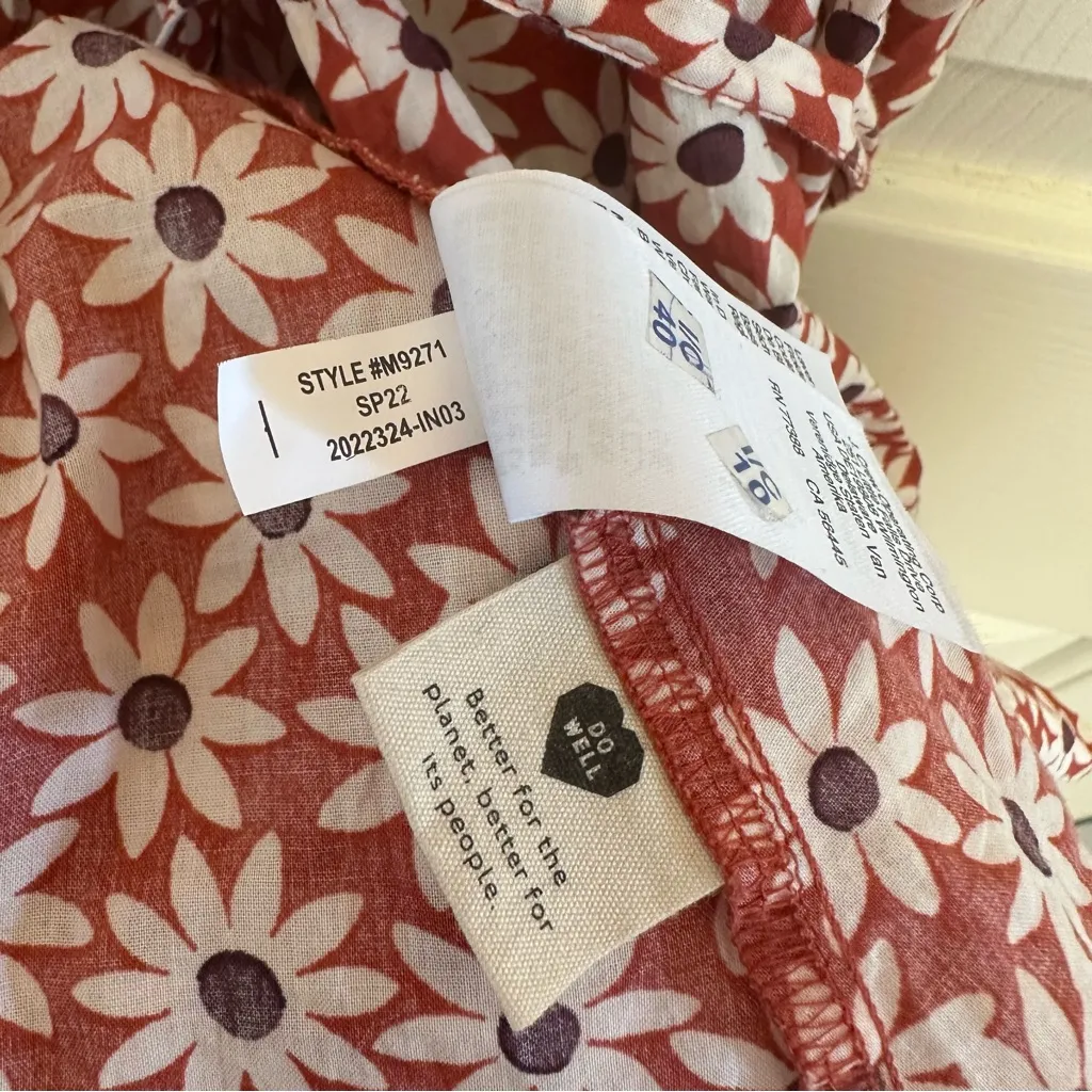 MADEWELL Daisy Mini Wrap Dress Russet Short Sleeve #M9271 Size Large - Image 6