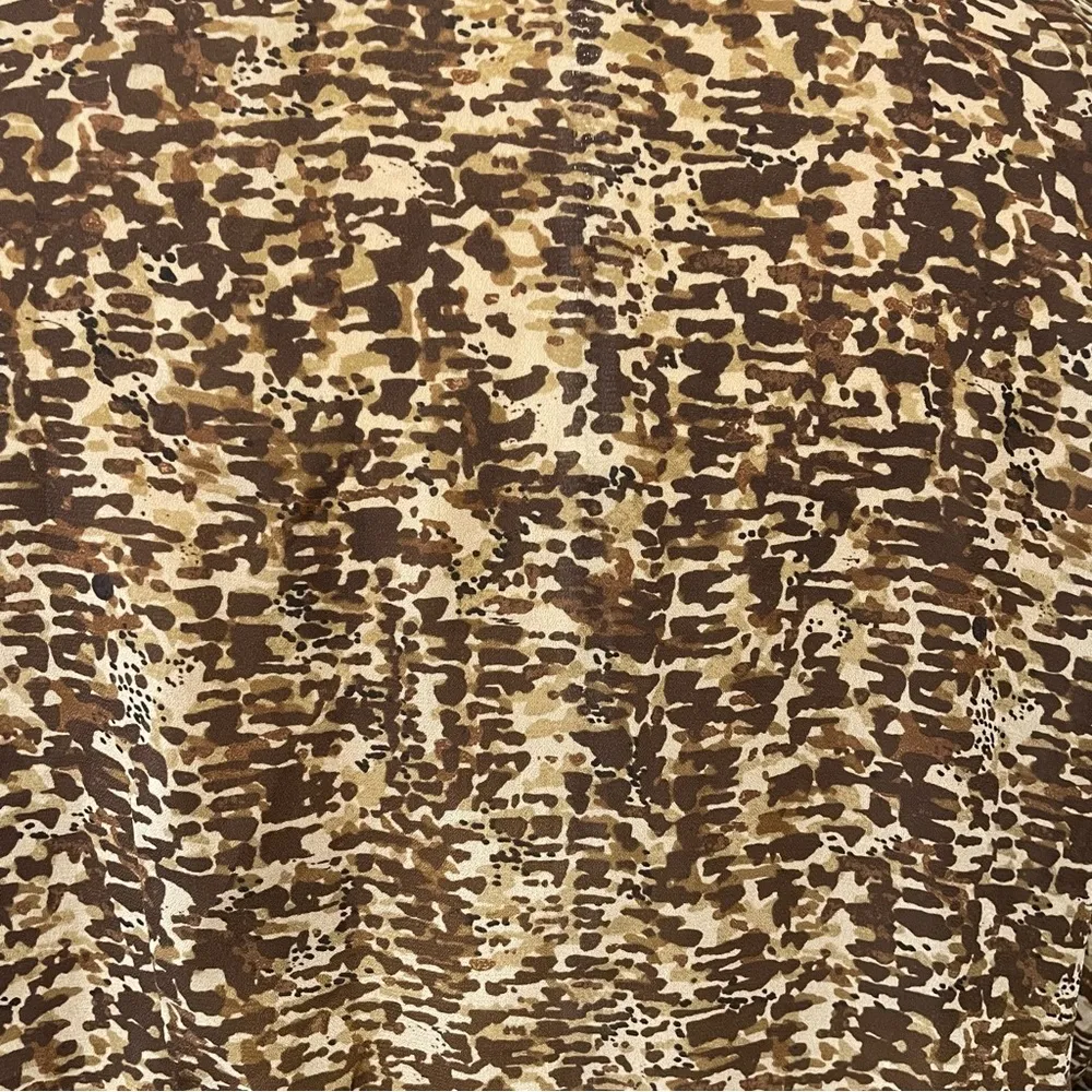 Brown Tan Print Short Sleeve Front Tie Top Swim Cover Up Blouse - Image 4