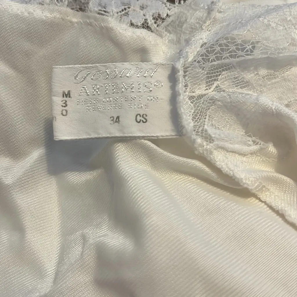 Gossard Artemis VINTAGE Nightgown Slip Dress White Lace Trim - Image 3