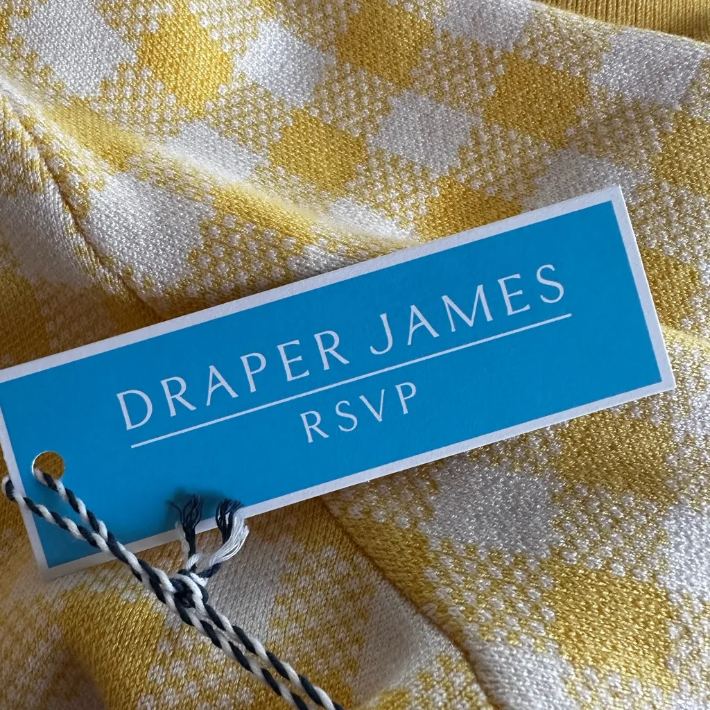 NEW Draper James Yellow Gingham Cardigan Sweater Check Preppy Spring Easter XL - Image 4