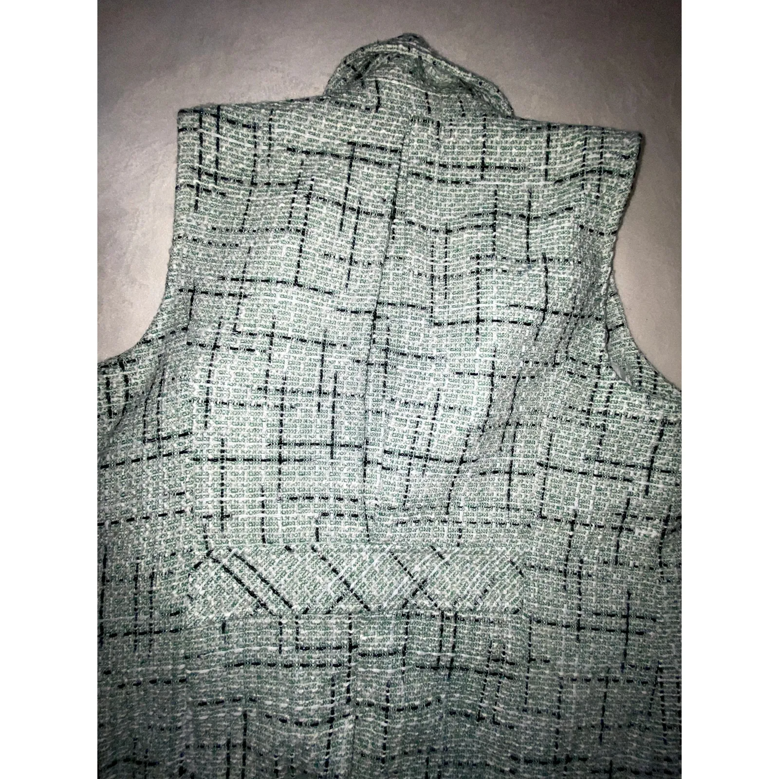 NWOT Anthropologie Maeve Green Tweed Double Breasted Blazer Vest Jacket Size 10 - Image 10