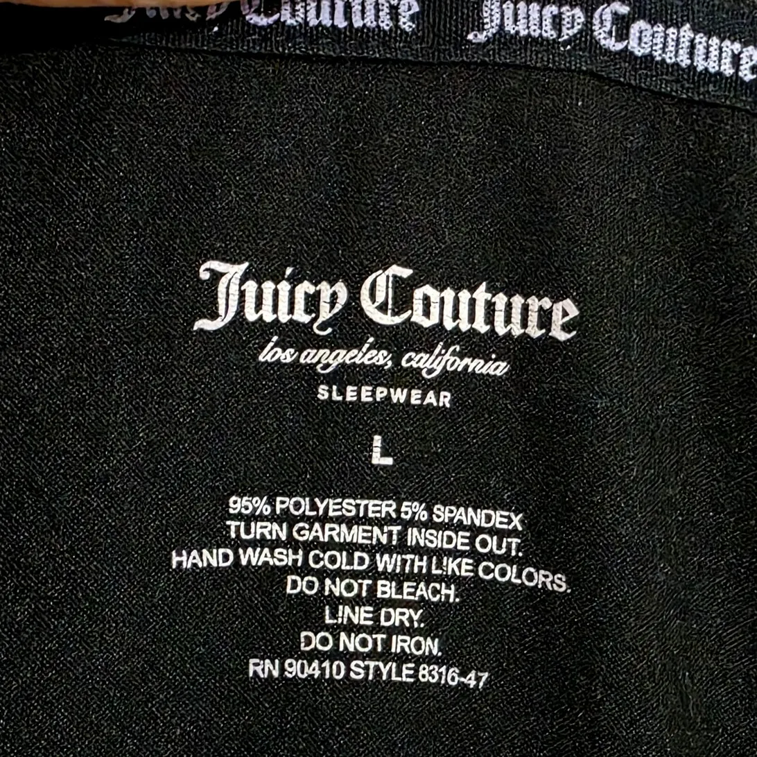 Juicy Couture Sleepwear Glitter Logo Tape Pajama Lounge 2Pc Set Black Large - Image 3