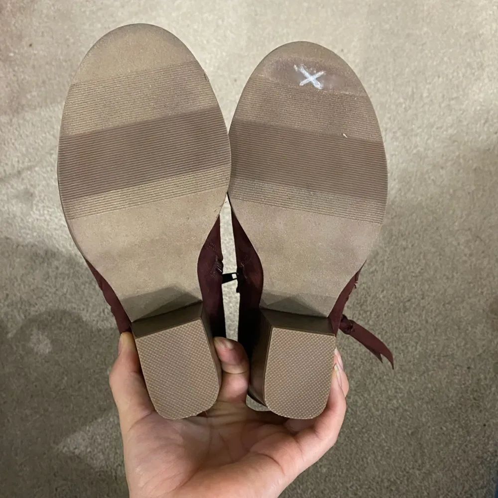 Dolcetta Millie Burgundy Open Toe Ankle Booties Size 7 Purple - Image 4