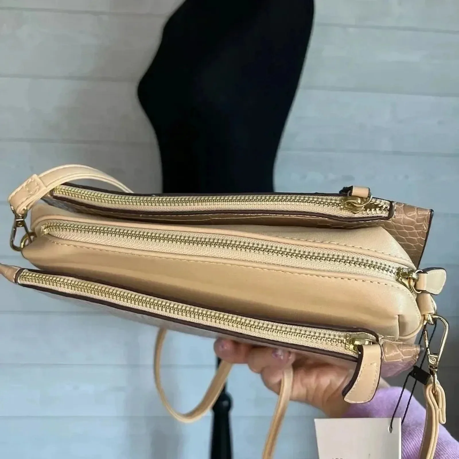 Adrienne Vittadini Moc Croc Taupe Crossbody bag NWT - Image 4