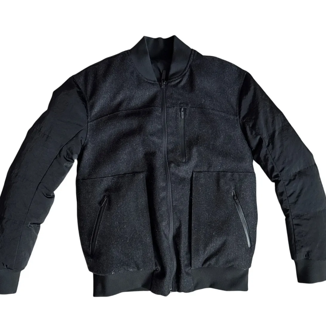 Lululemon Roam Far Reversible Wool Bomber Jacket Heather Gray/ Black Size 4 - Image 6