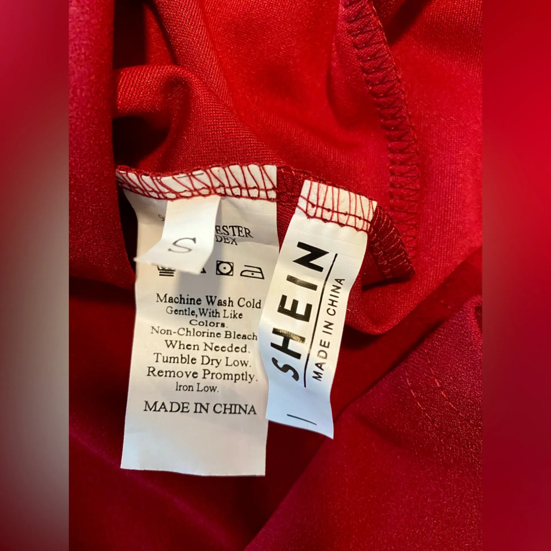 Red Long Sleeve Tunic Dress w/ Pearl Detail - Image 9