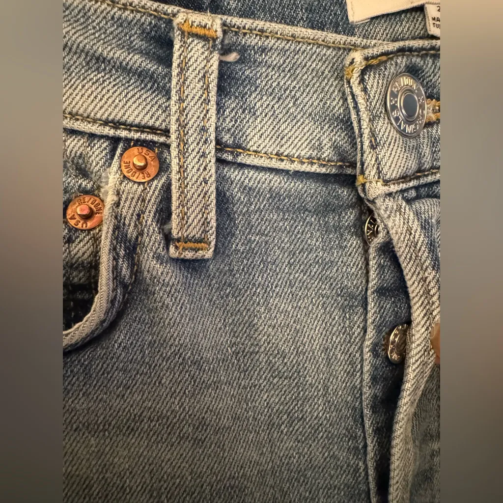 REDONE Originals 90s High Rise Ankle Crop Frayed Hem Light Dusk Destroy Size 26 - Image 12