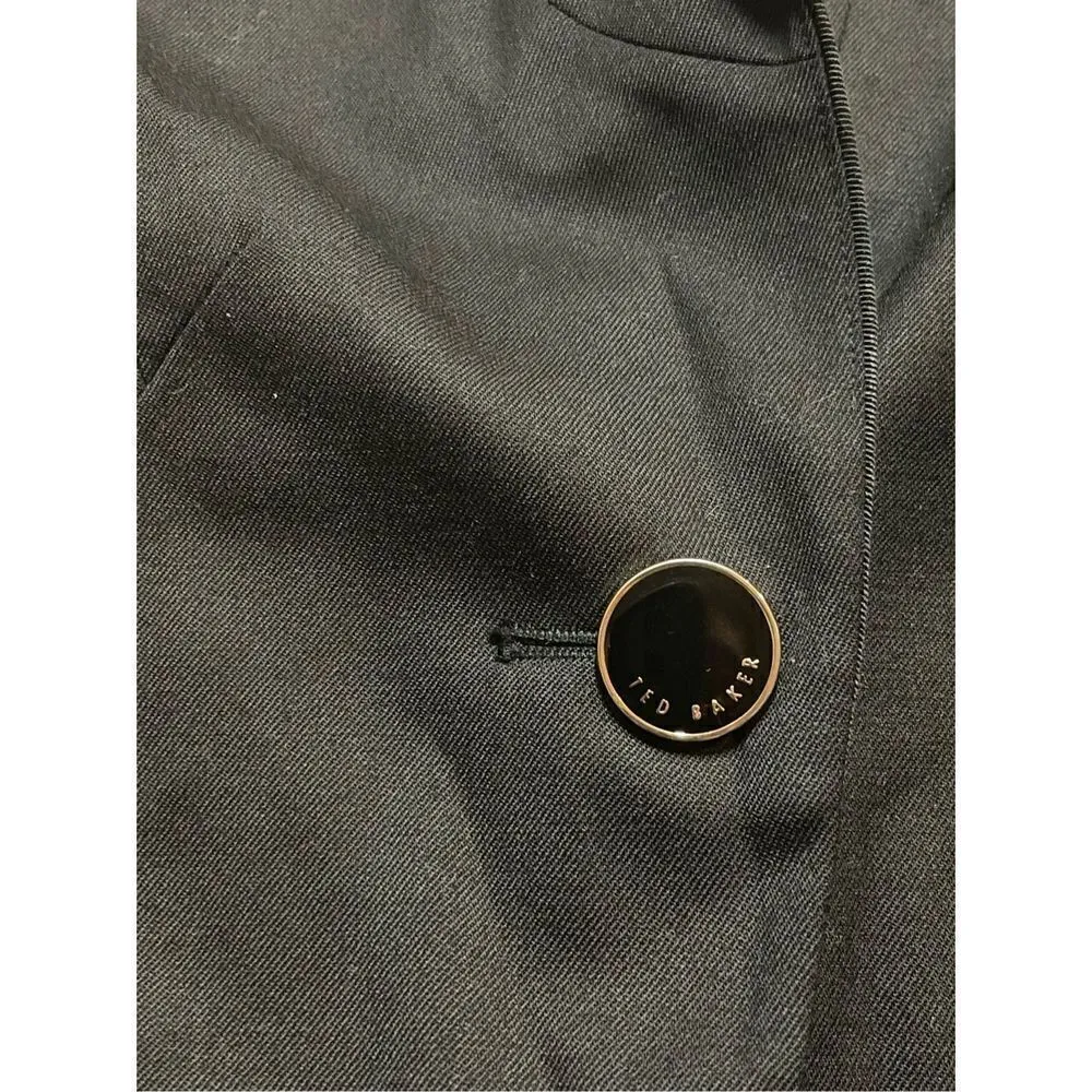 Ted Baker London Black Fitted Tailored One Button Blazer Jacket with flo… - Image 10