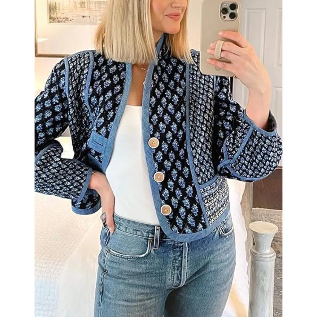 VERONICA BEARD Kamila Reversible Cotton Jacket in Cream Multi Size Large - Image 3