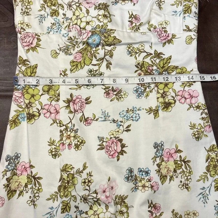 Vintage Y2K‎ Ruth Strapless Floral Dress Womens 6 Garden wedding preppy coquette Green - Image 12