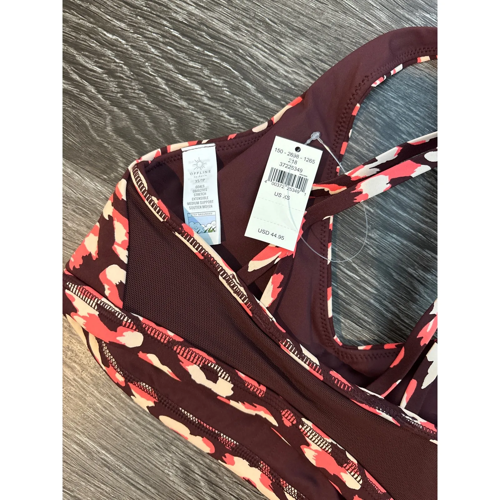 NWT OFFLINE Bye Aerie Cheetah Print Sports Bra Size XS Maroon Orange - Image 3