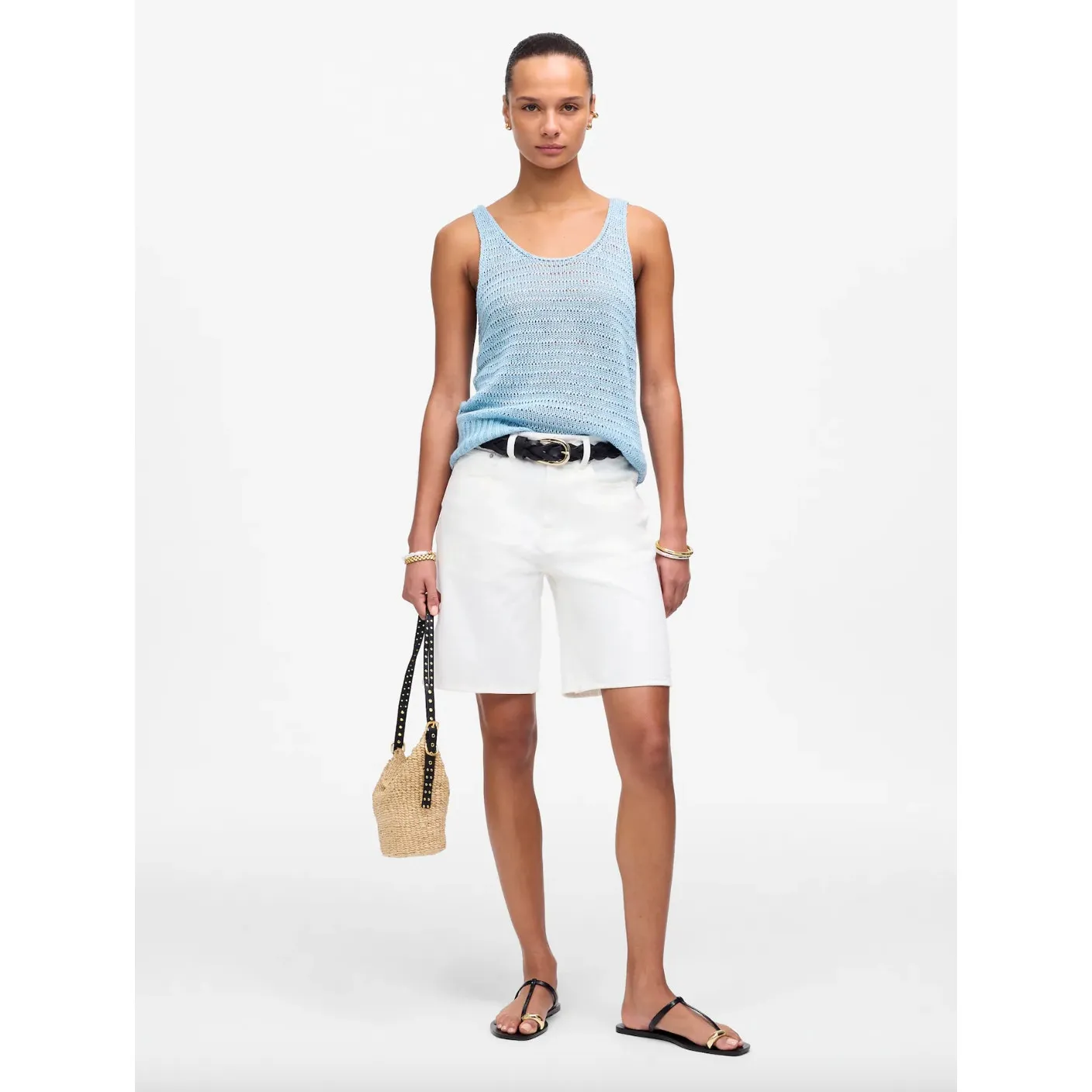 Madewell The 1997 Denim Bermuda Short Pure White Rigid High Rise US 27 NWT - Image 2