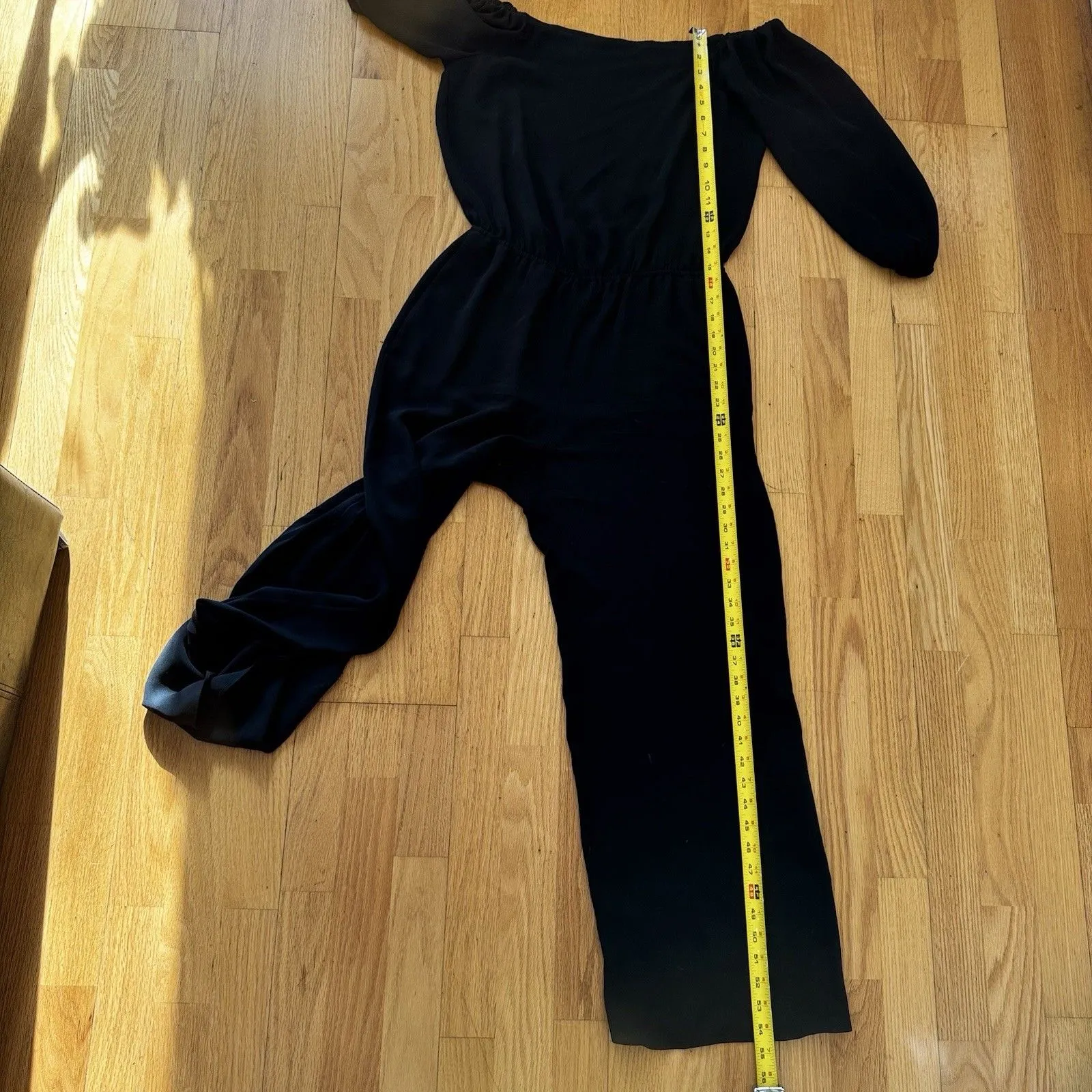 Theory Silk Classic GGT Jumpsuit Off the Shoulder Georgette Black M Boho Chic - Image 8