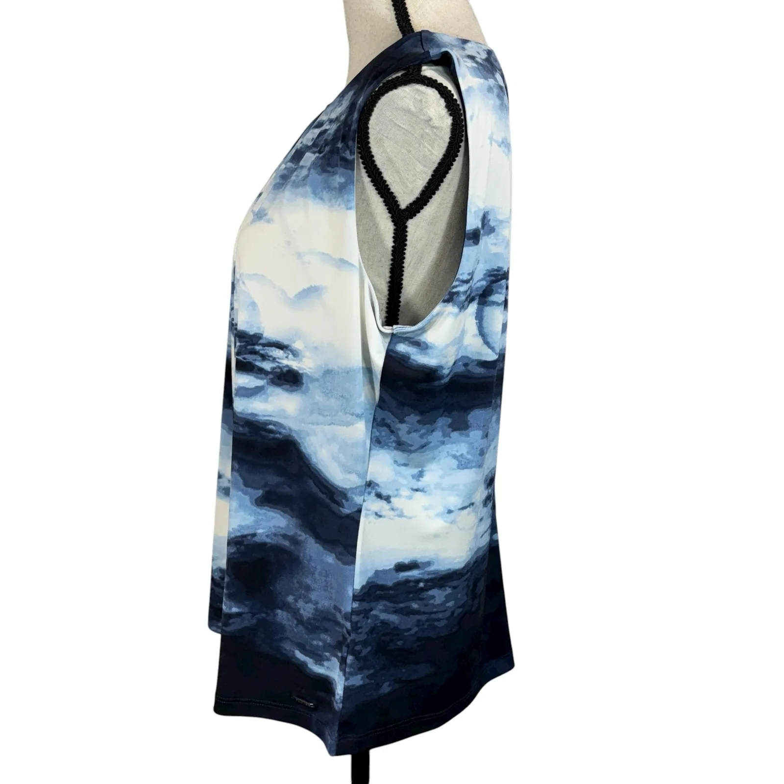 Calvin Klein X-Large Top Sleeveless Stretch Pleated Abstract Keyhole Round Neck - Image 6