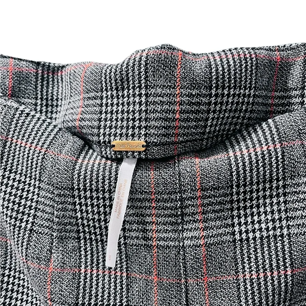 Free People Houndstooth Check Pant Trousers Size 8 Price Of Wales Plaid Black - Image 3