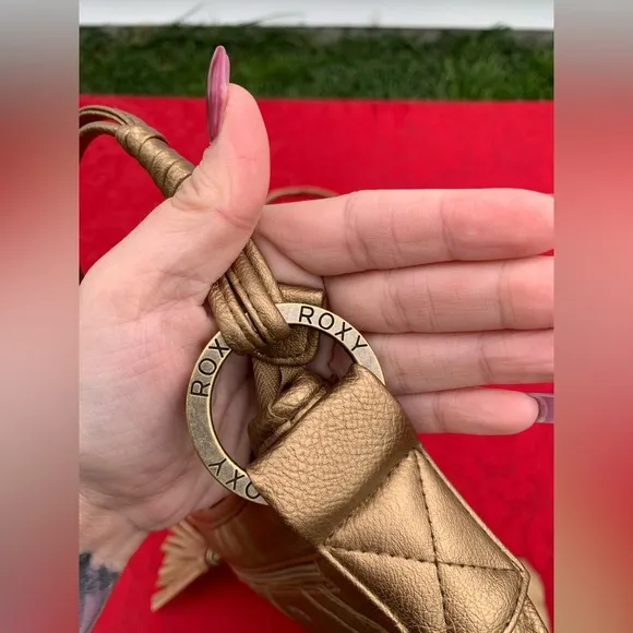 Roxy Purse metallic‎ bronze Y2k bag spring summer tassel braided - Image 5