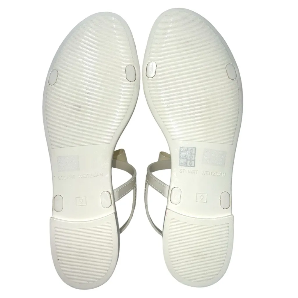 Stuart Weitzman‎ Bow Jelly Sandals Cream Patent T-Strap Size 9 - Image 8