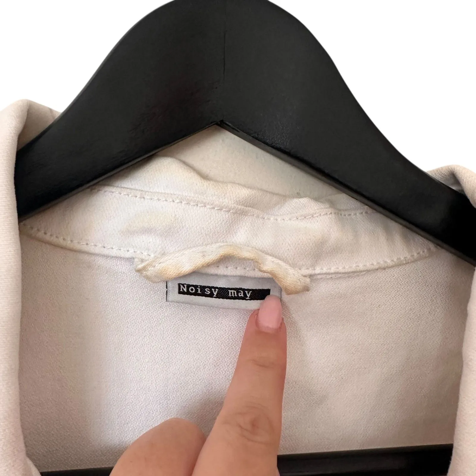 NOISY MAY Denim Cropped Jacket White Large - Image 5