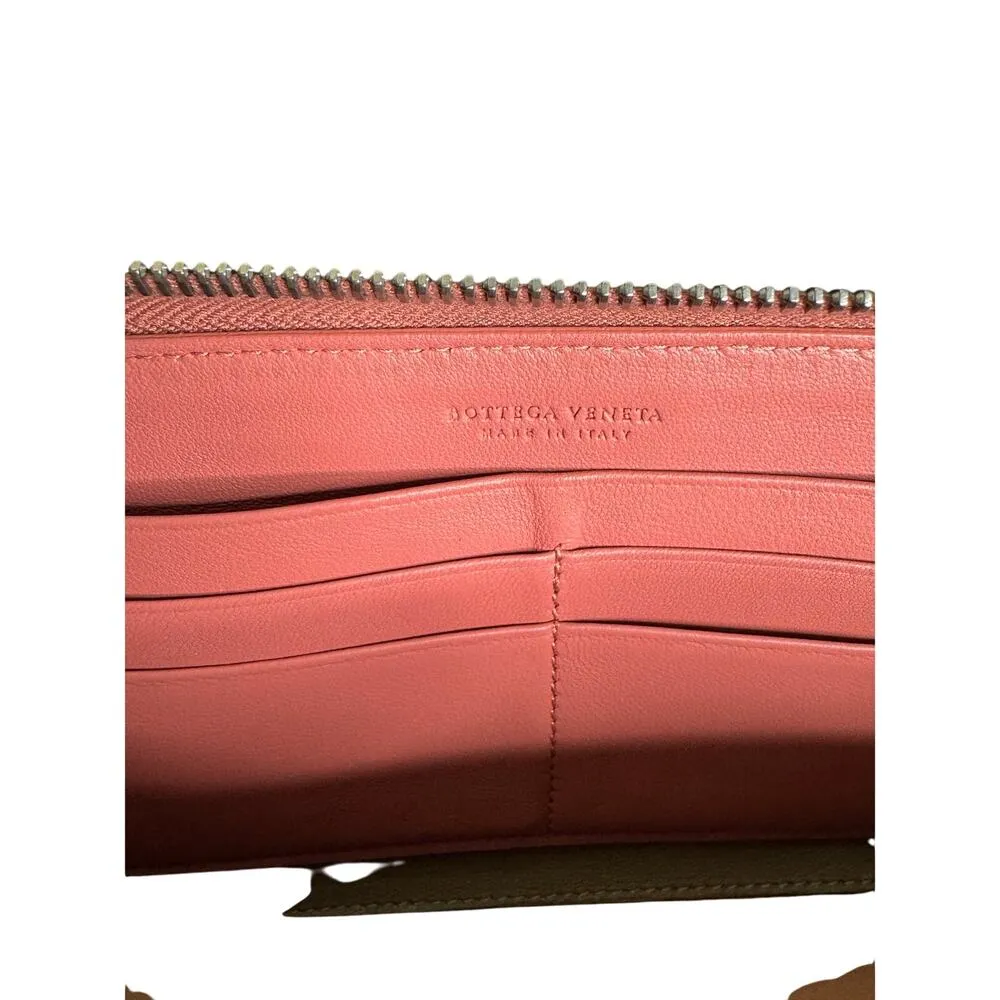 Bottega Veneta Floral Embroidered Intrecciato Leather Zip Around Wallet in Pink - Image 13