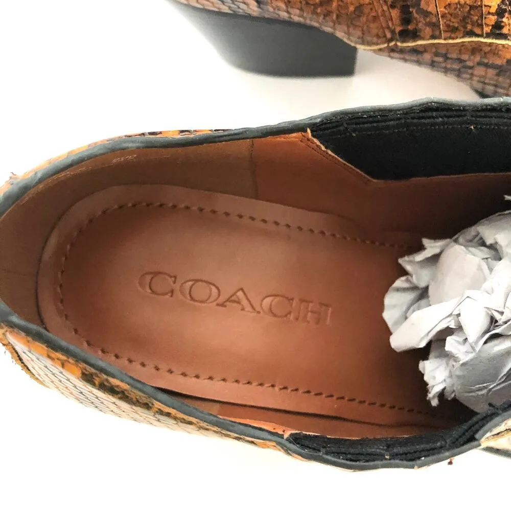 Coach Perri Snake Print Ankle Bootie Carmel Leather Westerncore - Image 4