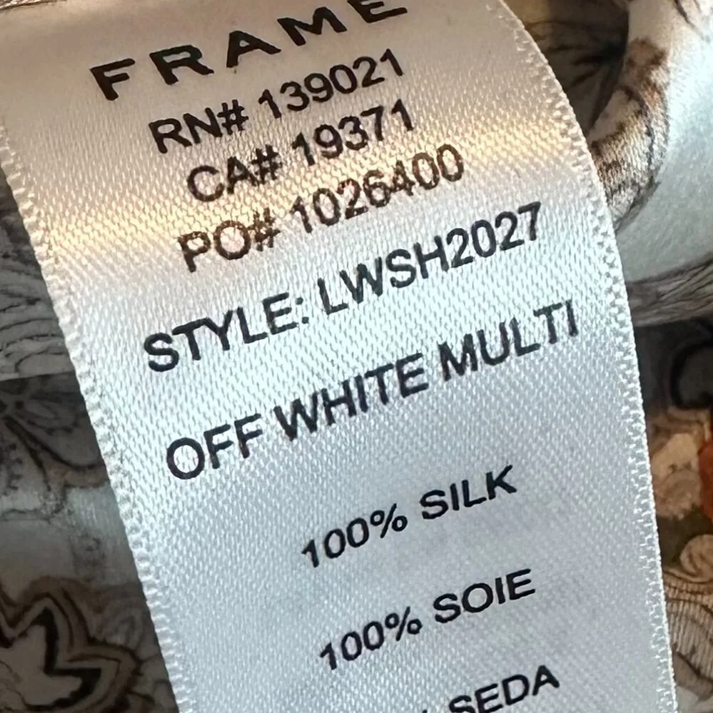 Frame 70s Ruffle Shirt Button-Down Paisley Print Retro Silk Size Small Women's - Image 11