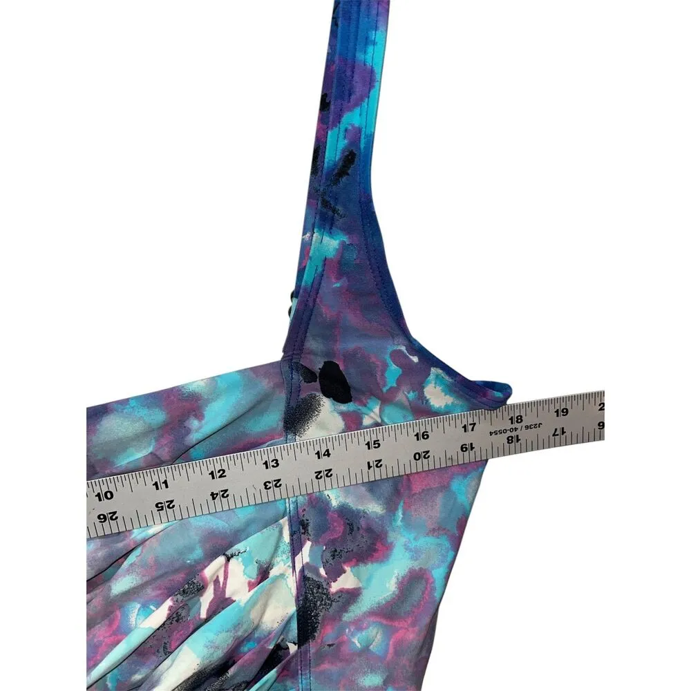 Calvin Klein Women's Printed Pleated Tummy Control One Piece Swimsuit Size 16 - Image 4