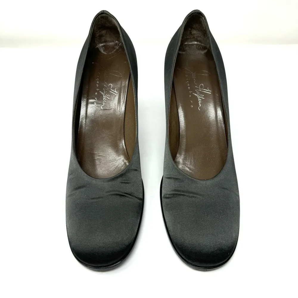 JOAN HELPERN steel gray satin heels, made in Italy, size 9 - Image 2