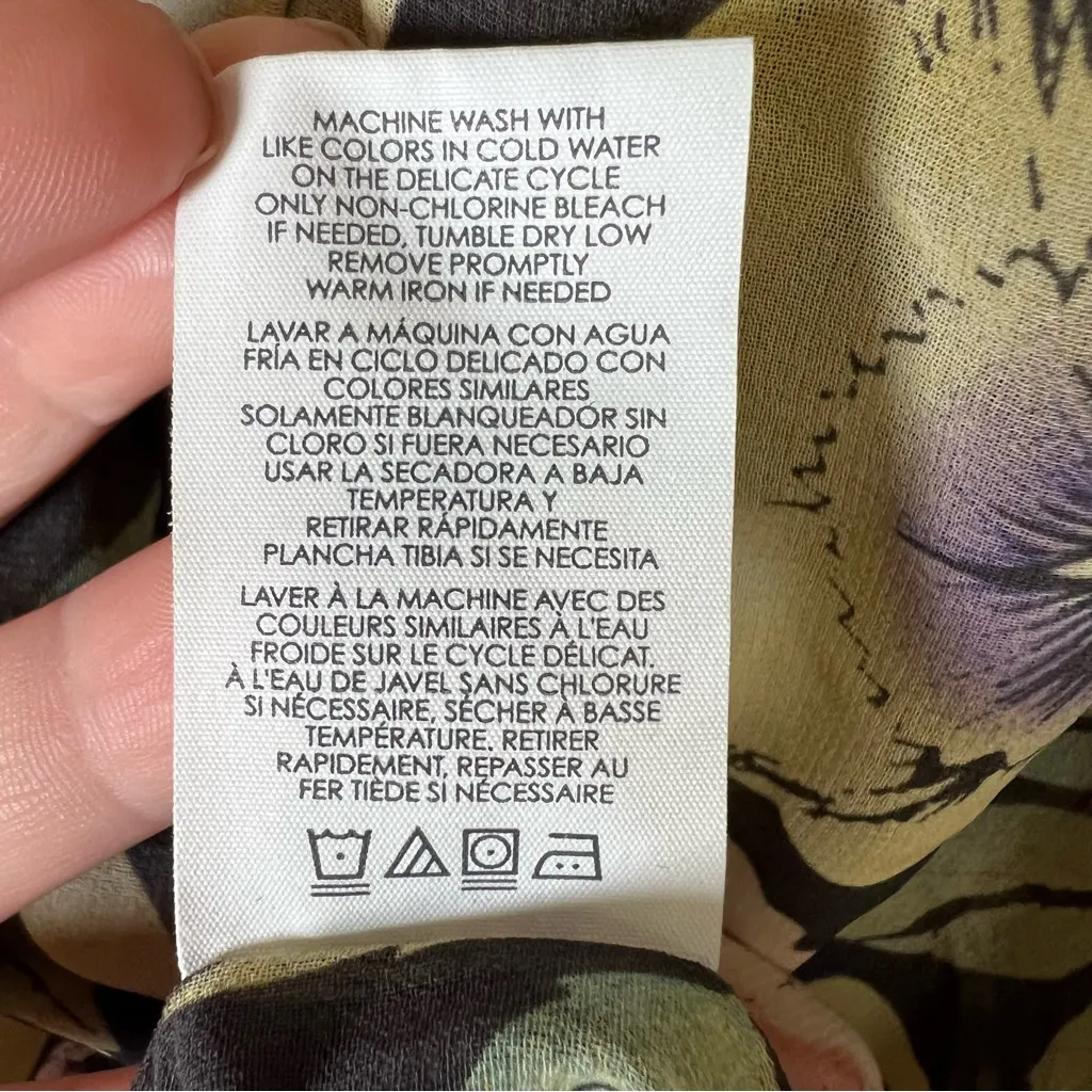 Cabi Osaka Nights Sleeveless Floral Chiffon Top Sz Large Ruffled Tropical #3265 - Image 8