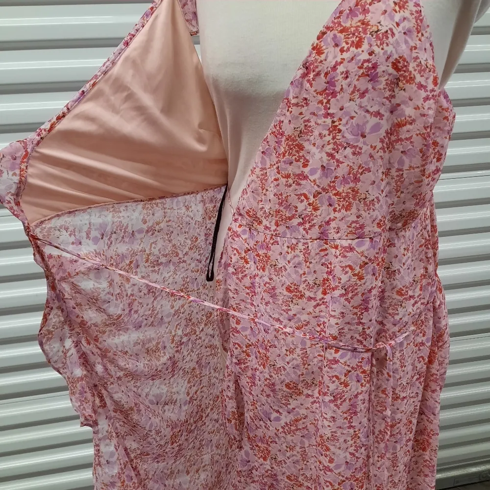 Laundry By Shelli Segal Dress Womens Size 12 Pink Floral Sleeveless Wrap Front - Image 9