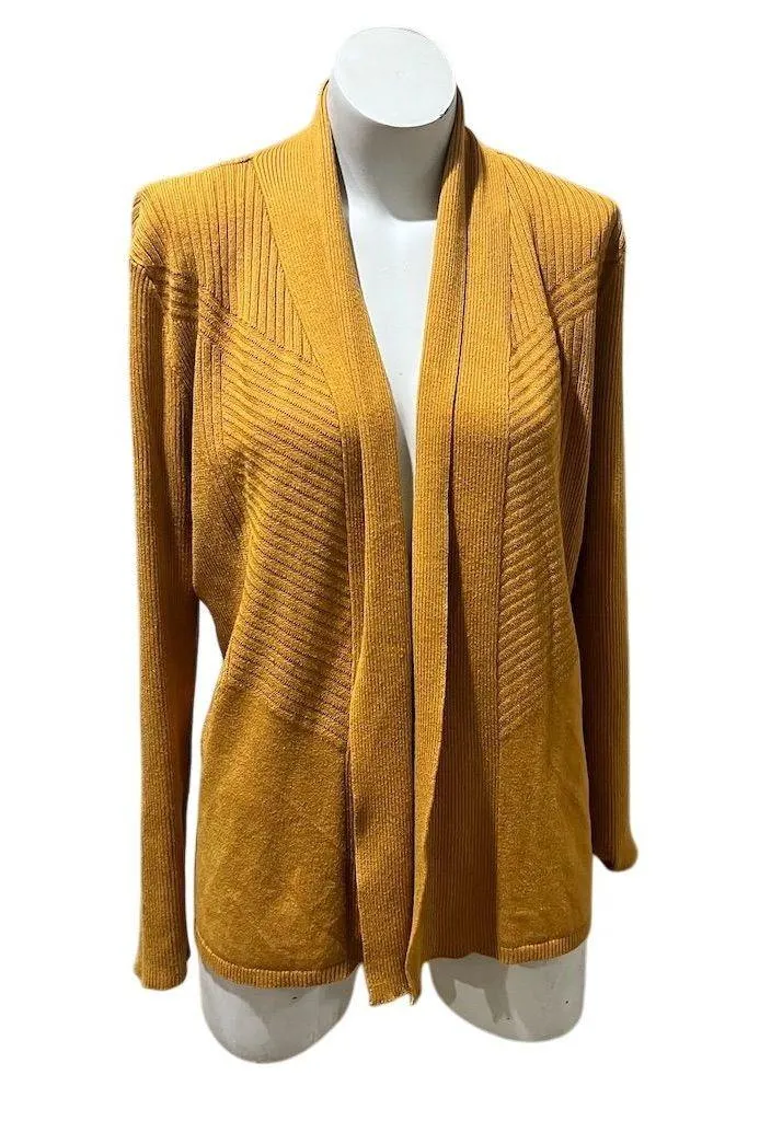89th & Madison Women's M Yellow Knit Cardigan Long Sleeve Sweater Size M - Image 2