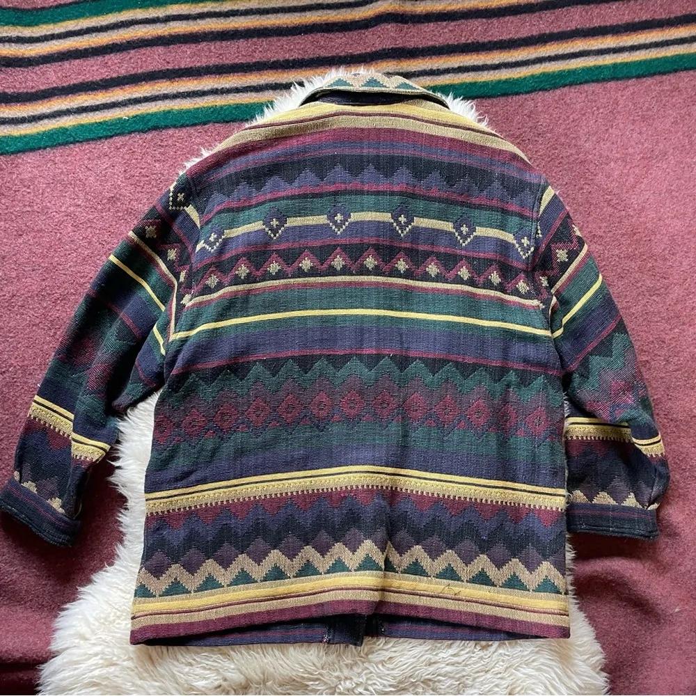 Vintage 90s tapestry jacket barn jacket southwestern woven pattern Susan Bristol - Image 2