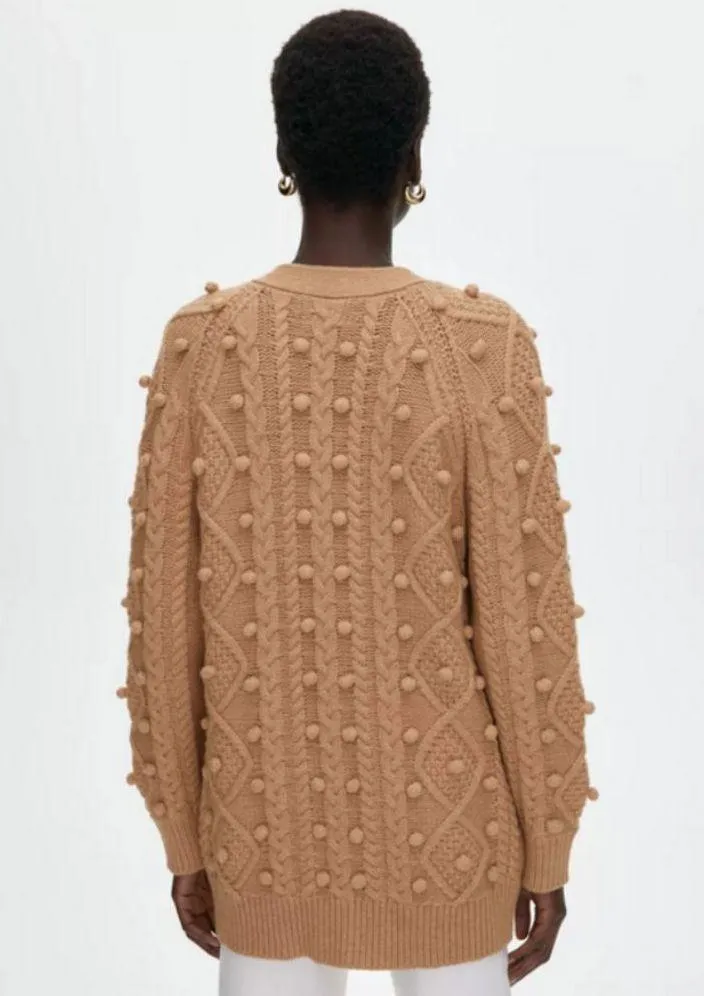 💕ARITZIA WILFRED💕 Alps Cardigan ~ Pom Pom Cable Knit Antique Beige Small - Image 5