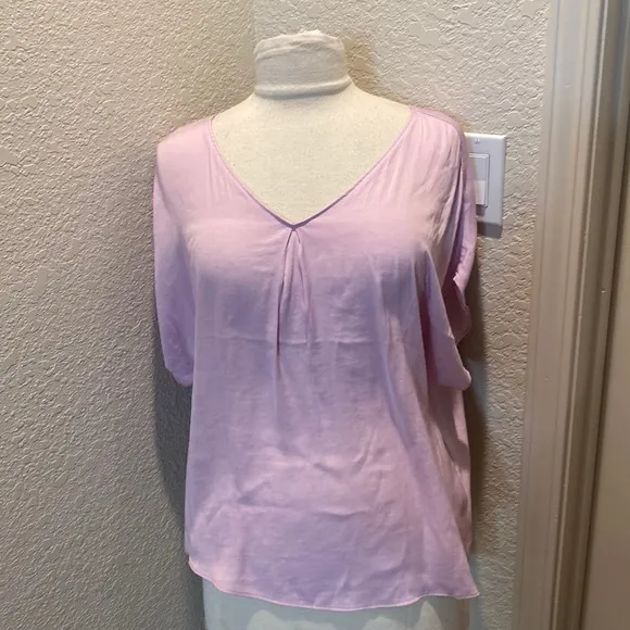 Naked Zebra Lilac Purple Women’s Short Sleeve Drape Blouse Flowy EUC Sz S - Image 8