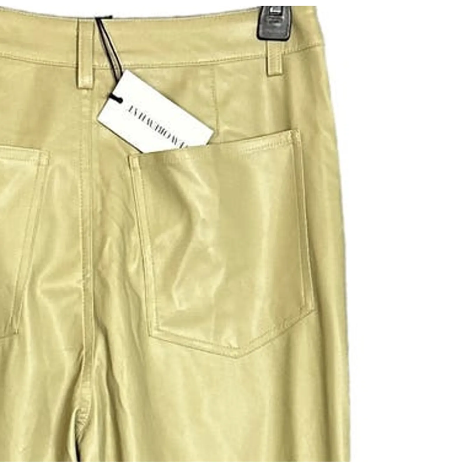 WeWoreWhat Faux Leather Kick Flare Pant Oat Beige Size 28 Bootcut 5 Pocket NEW - Image 6