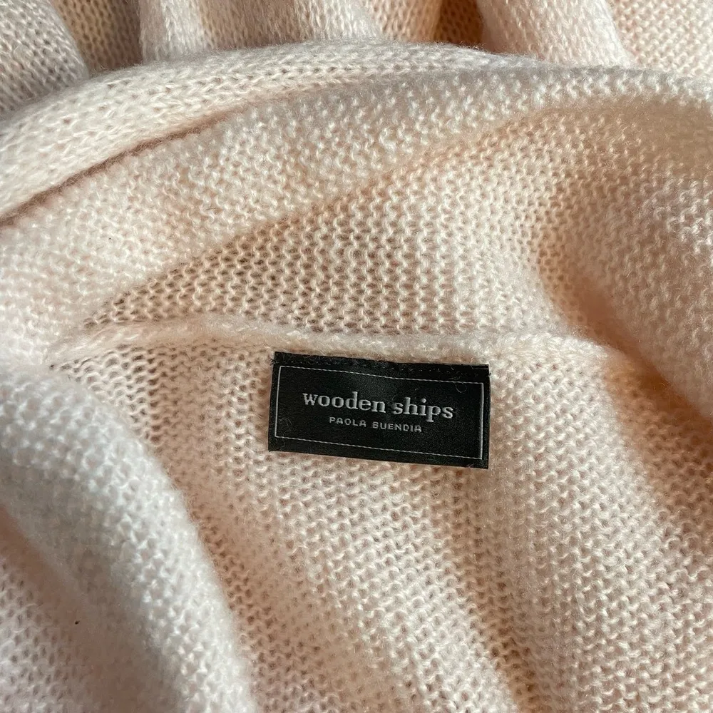 Wooden Ships Pale Light Pink Lightweight Wool Blend Open Cardigan Sweater XS S - Image 8