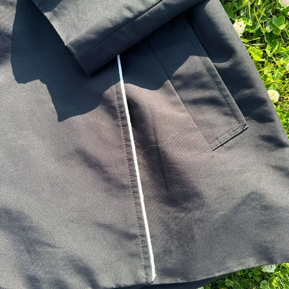 Chaps Women's S Black/White Lightweight Button Rain Jacket/Pea Coat - Image 3