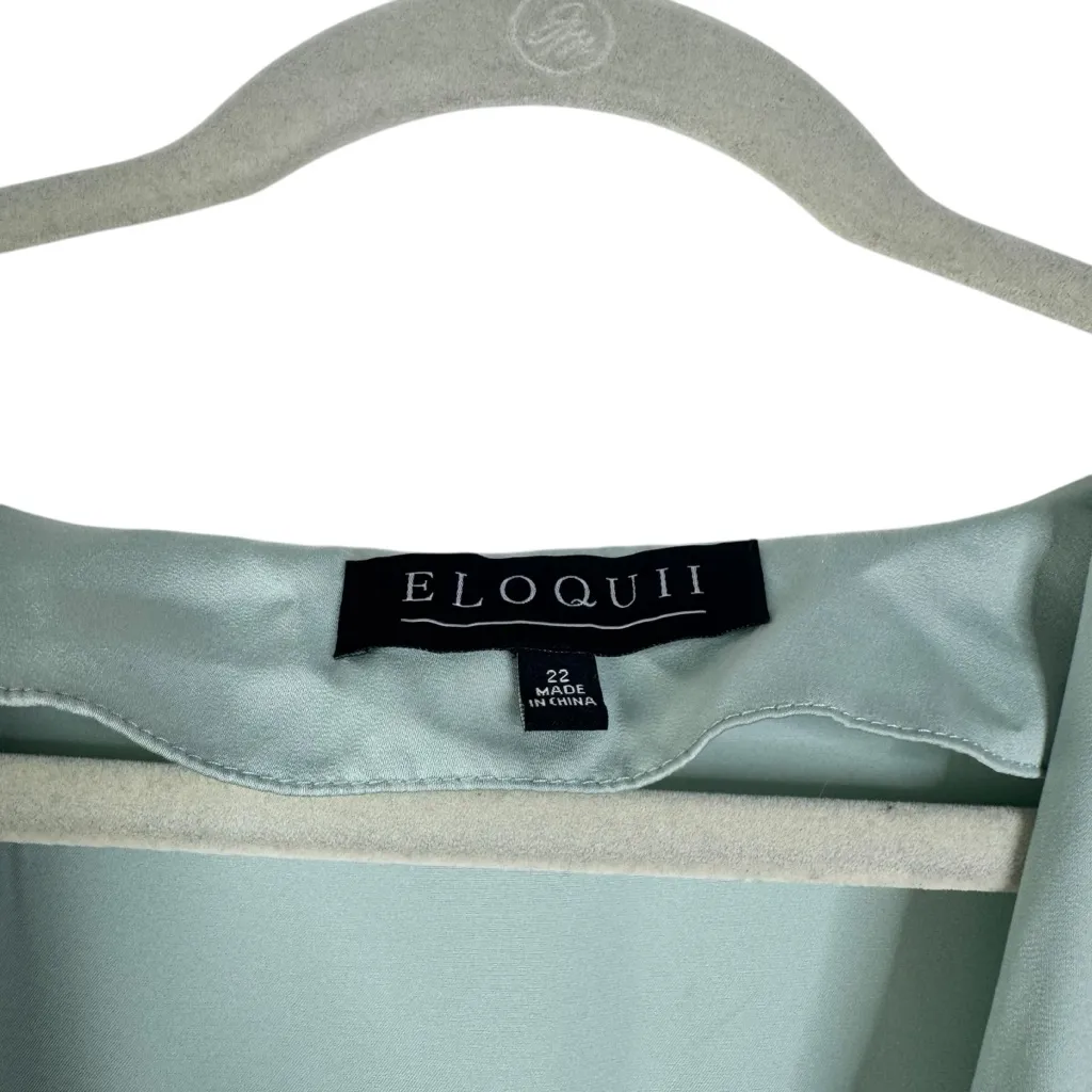 NWT ELOQUII Plus‎ Size 22 Blue Green Pastel Satin Maxi Dress Semi-Formal Holiday - Image 5