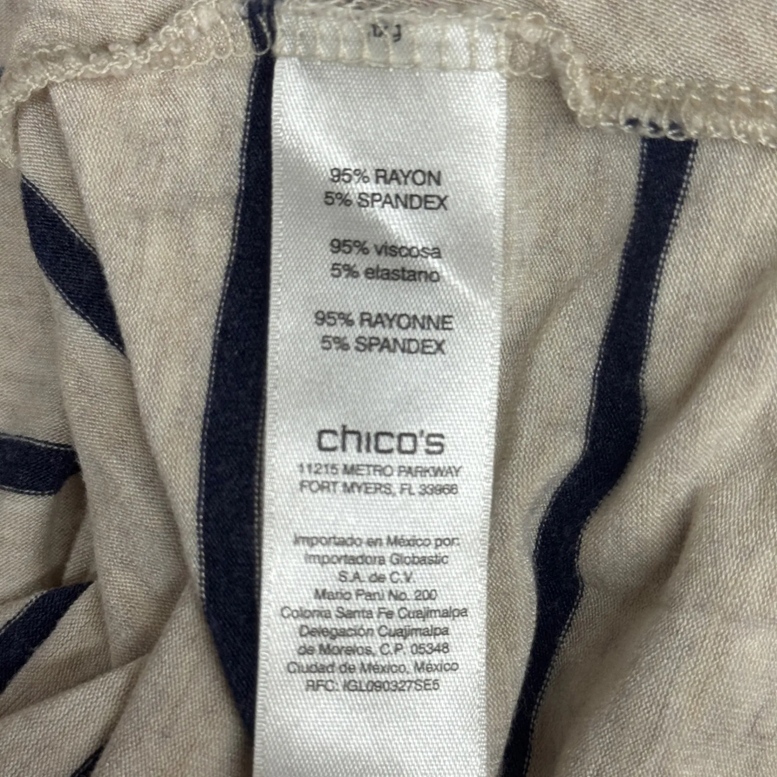 Zenergy‎ Chicos Tunic Top Striped Hoodie Short Sleeve Nautical Casual Size XL 3 - Image 6