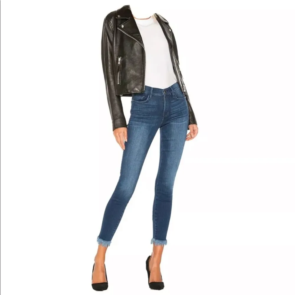 FRAME Le Skinny De Jeanne Crop Jeans in Cantine Wash Frayed Hem Size 28 - Image 13