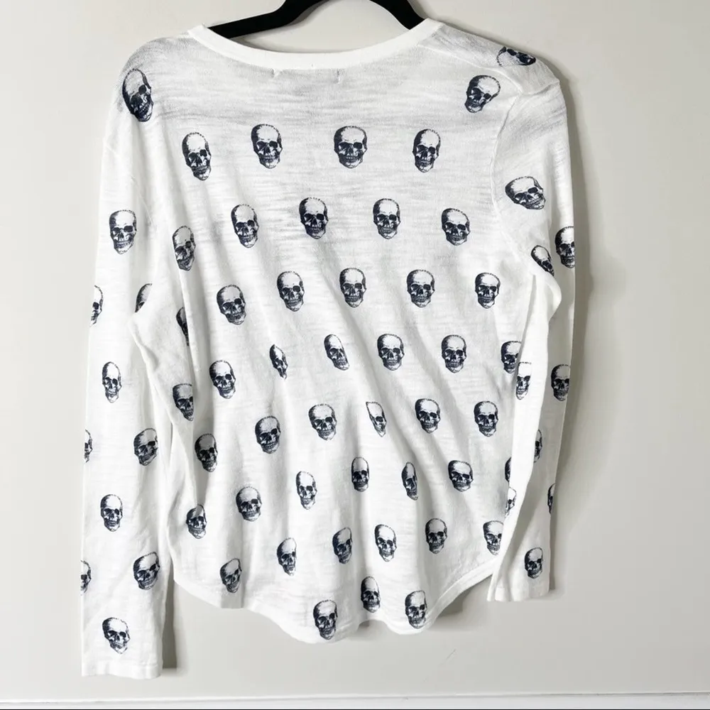 Skull Cashmere white cotton kalissa skull‎ long sleeves tee shirt size XS - Image 3