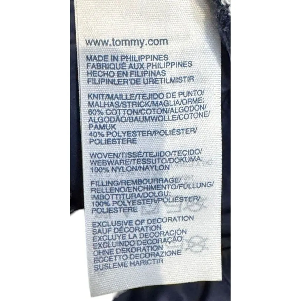 Tommy Hilfiger Women‎ Top Full Zip Athluxe Hooded Puffer Striped Vest Blue Large - Image 6