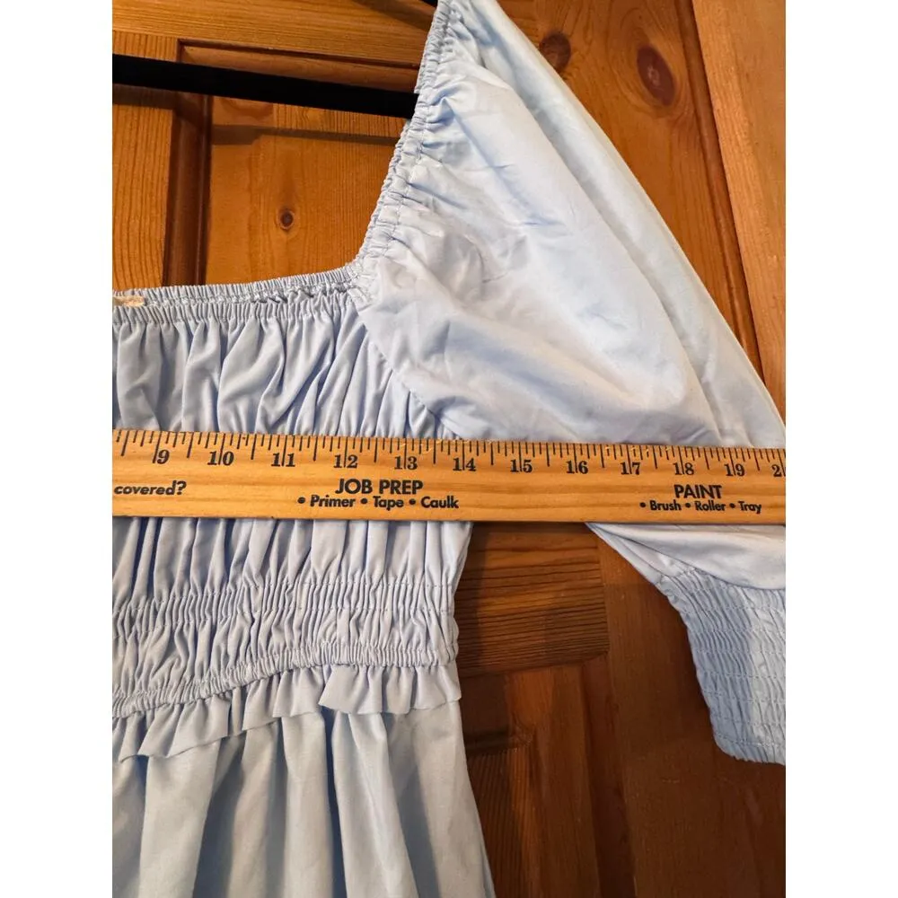 Alter'd State L Baby Pastel Blue Milkmaid Cottagecore 100% Cotton mini dress - Image 7