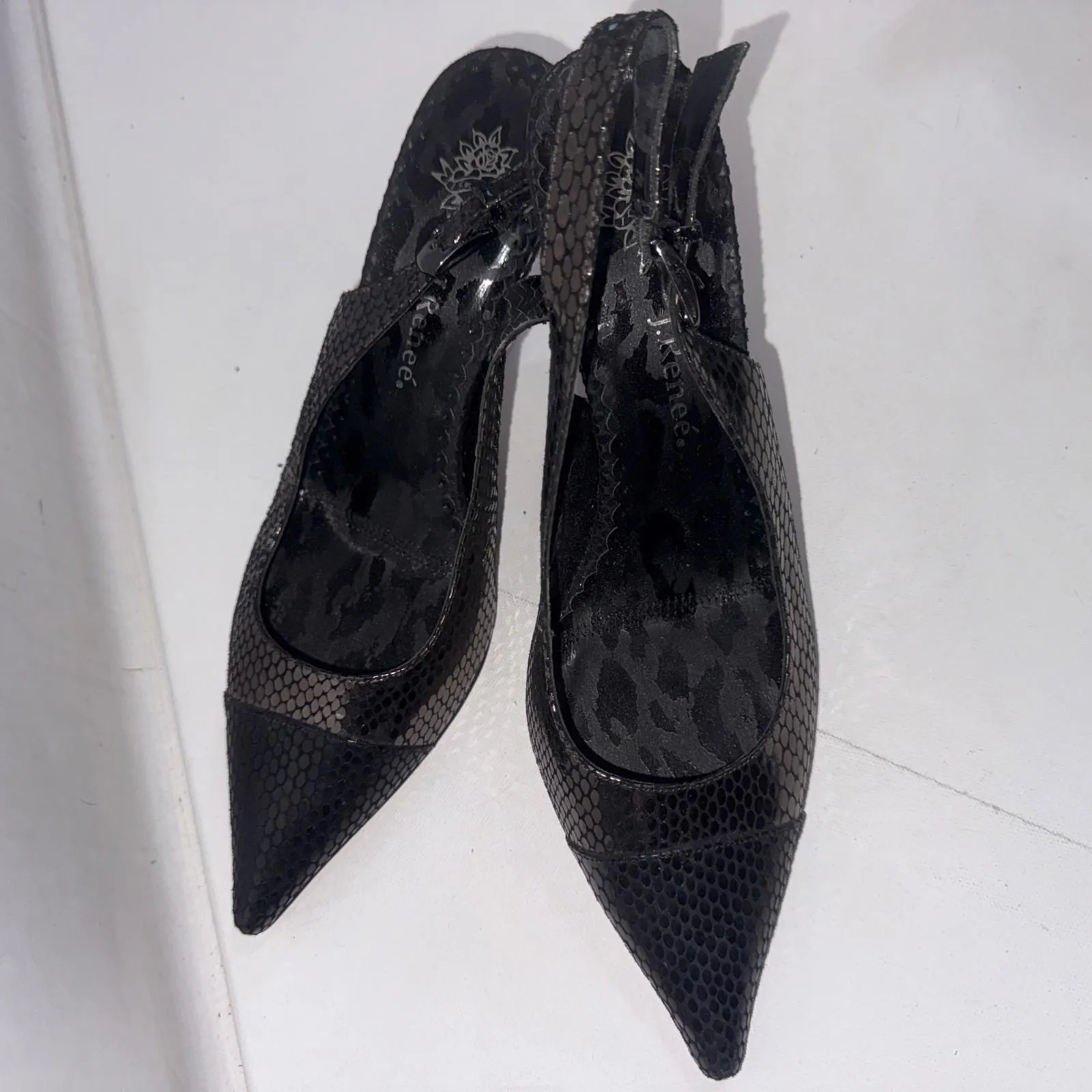 J. RENEE Casual Dress Black Point Heels Slingback Classy Timeless Shoes Size 8.5 - Image 2