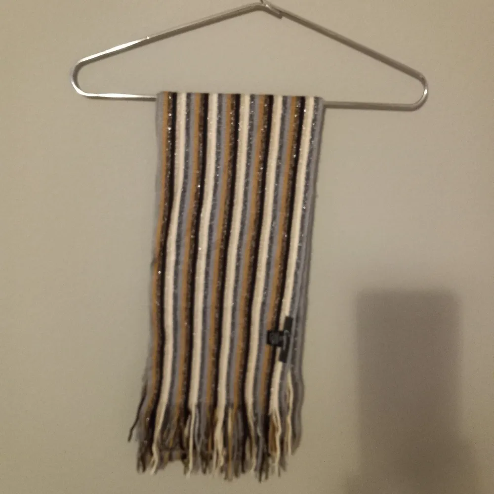 Cejon Sparkle Earthtones Striped Fringed Fall Winter Scarf Gray - Image 7