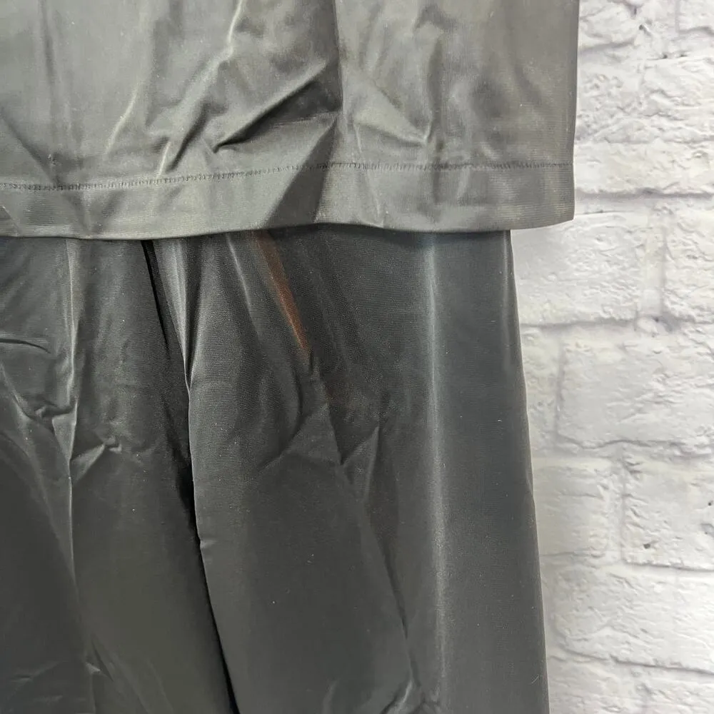 Vintage Shadowline Pajama Set Black Size S 32 Short Sleeve Mandarin Nylon - Image 6