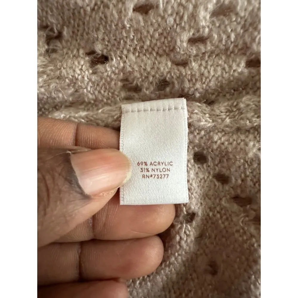 Lauren Conrad 3/4 Bell Sleeves Hem Crochet Knit Relaxed fit Cream - Image 5