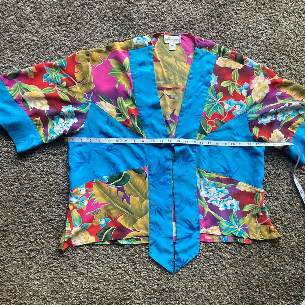 Shanghai Tang Blue Red High Low Shirt Size XL - Image 3