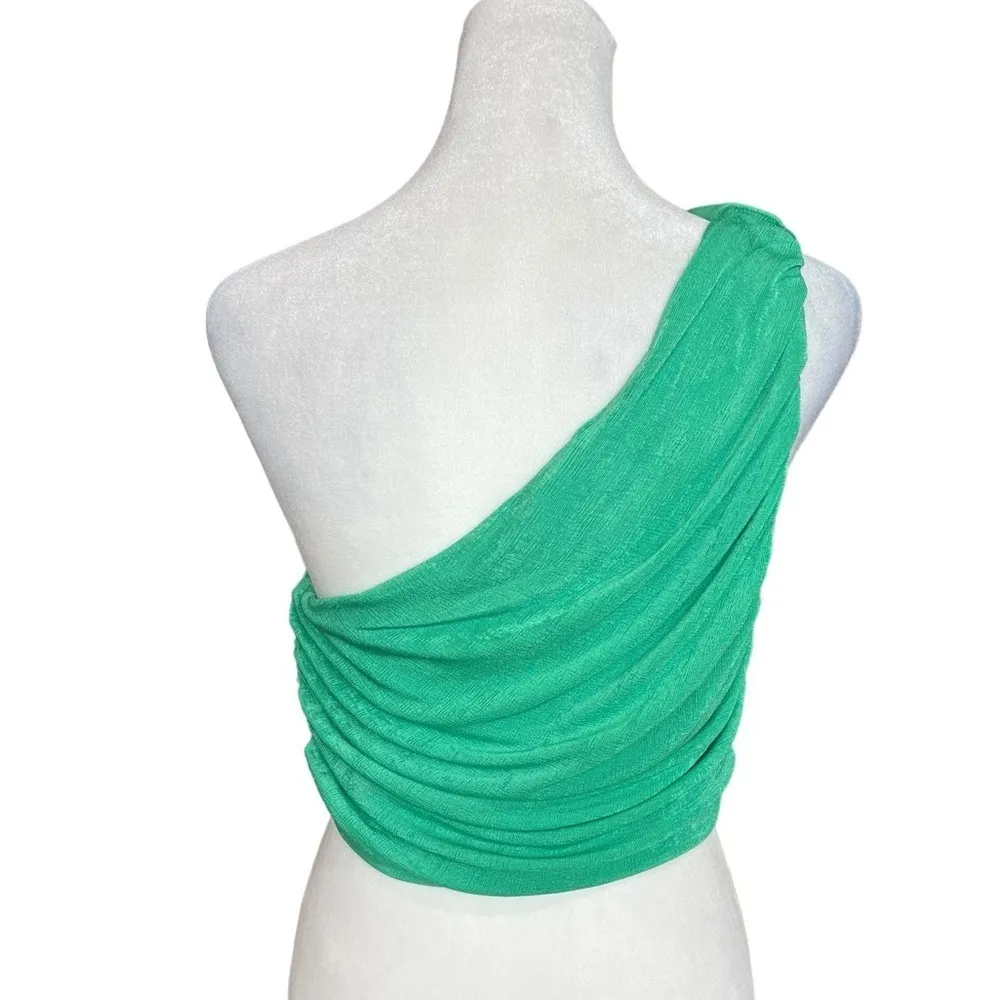 Sollinarry Green One Shoulder Cropped Shirt Large - Image 2