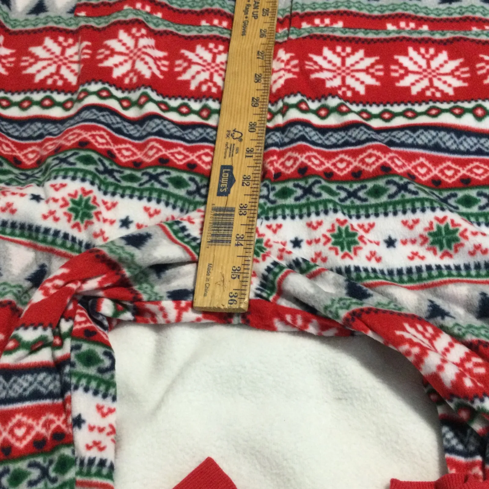 Christmas Snowflake Fair Isle Fleece Footed Pajamas One Piece Jumpsuit Womens L Red Size L - Image 4